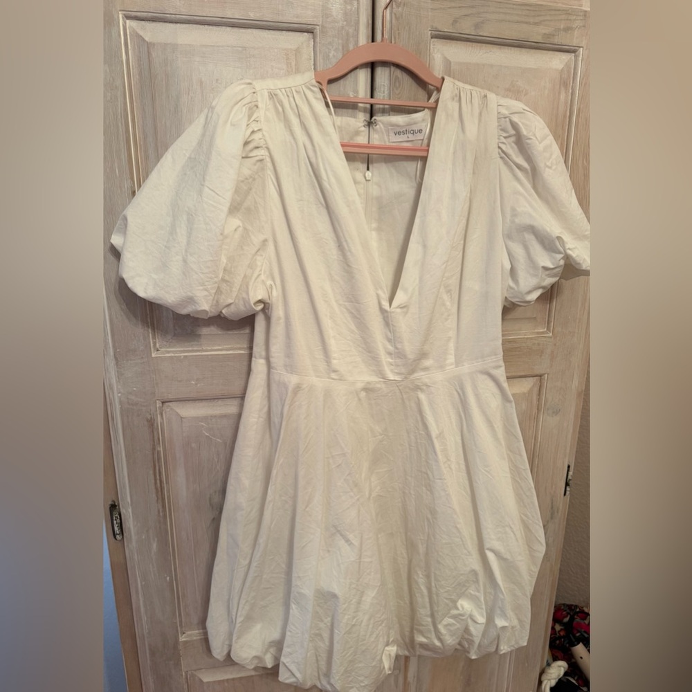 Vestique White Puff Sleeve mini Dress